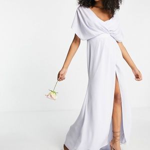 ASOS DESIGN Bridesmaid short sleeved cowl front maxi dress